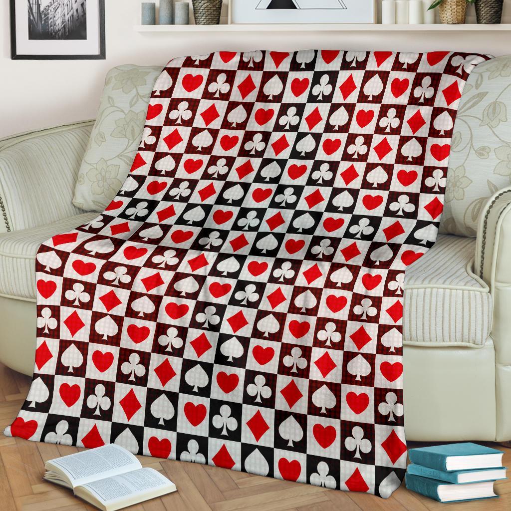 Casino Playing Card Poker Pattern Print Blanket-grizzshop