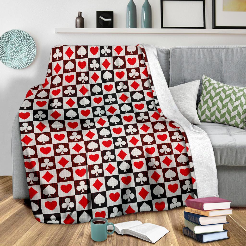 Casino Playing Card Poker Pattern Print Blanket-grizzshop