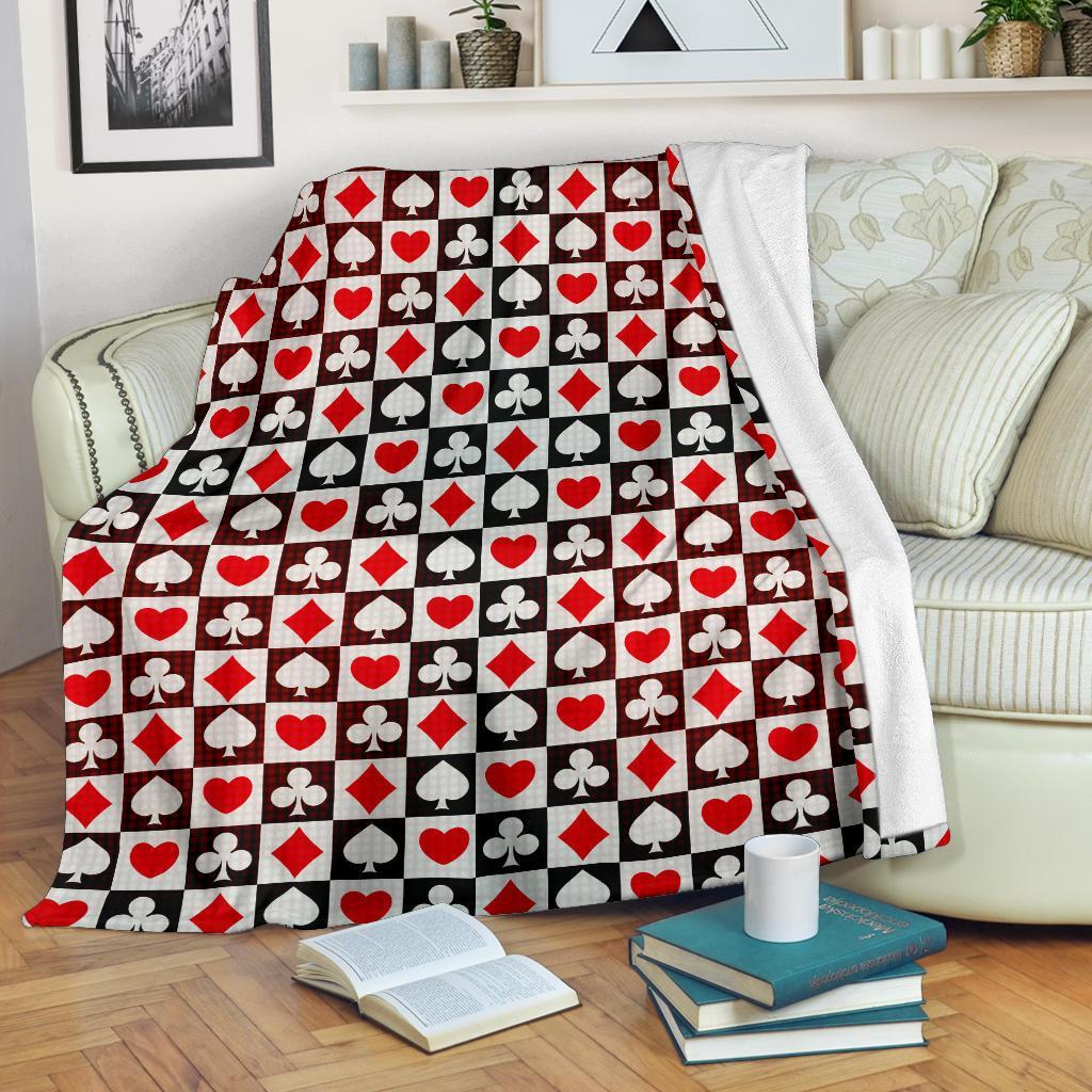 Casino Playing Card Poker Pattern Print Blanket-grizzshop