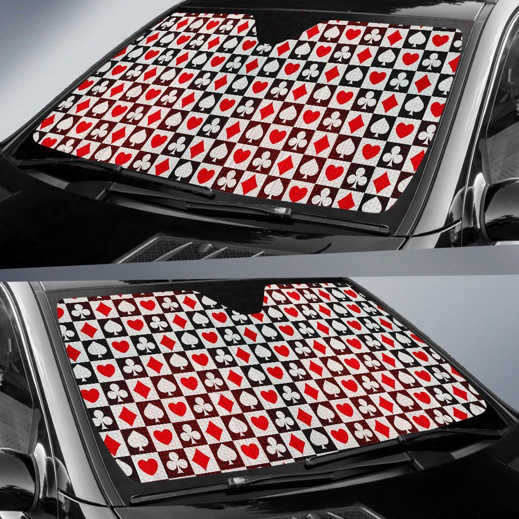 Casino Playing Card Poker Pattern Print Car Sun Shade-grizzshop