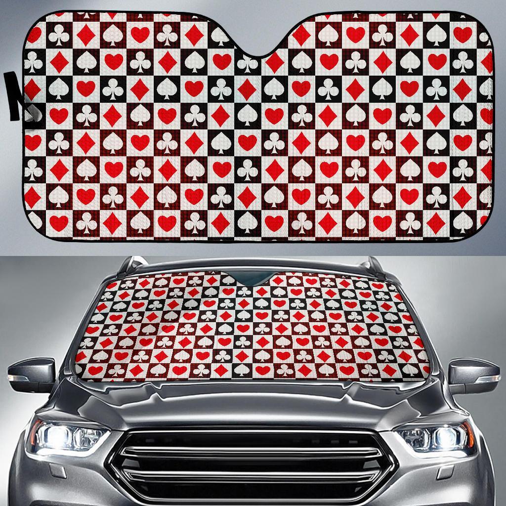Casino Playing Card Poker Pattern Print Car Sun Shade-grizzshop