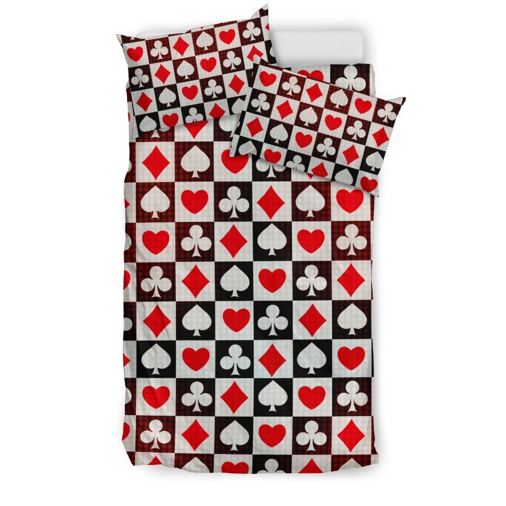 Casino Playing Card Poker Pattern Print Duvet Cover Bedding Set-grizzshop