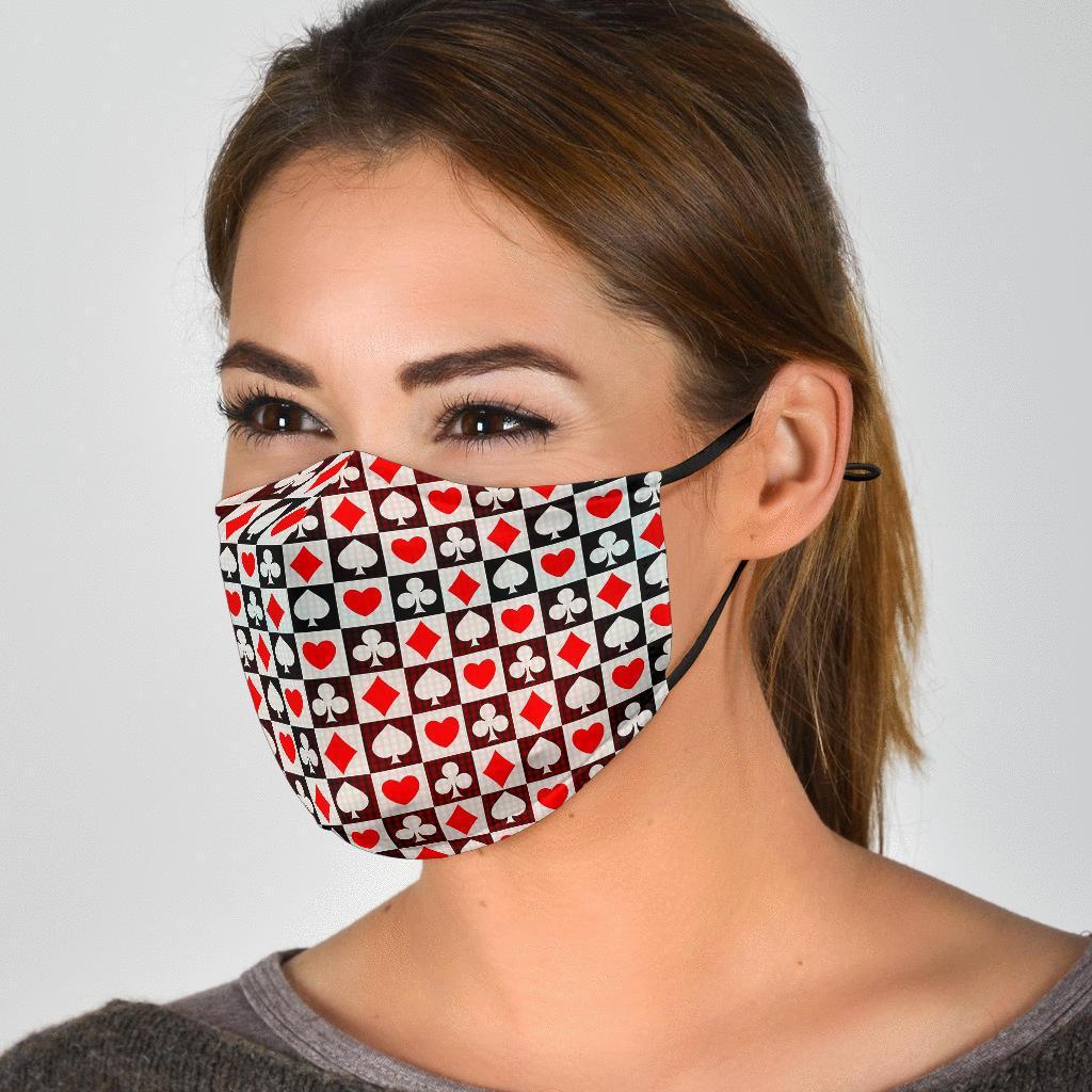 Casino Playing Card Poker Pattern Print Face Mask-grizzshop