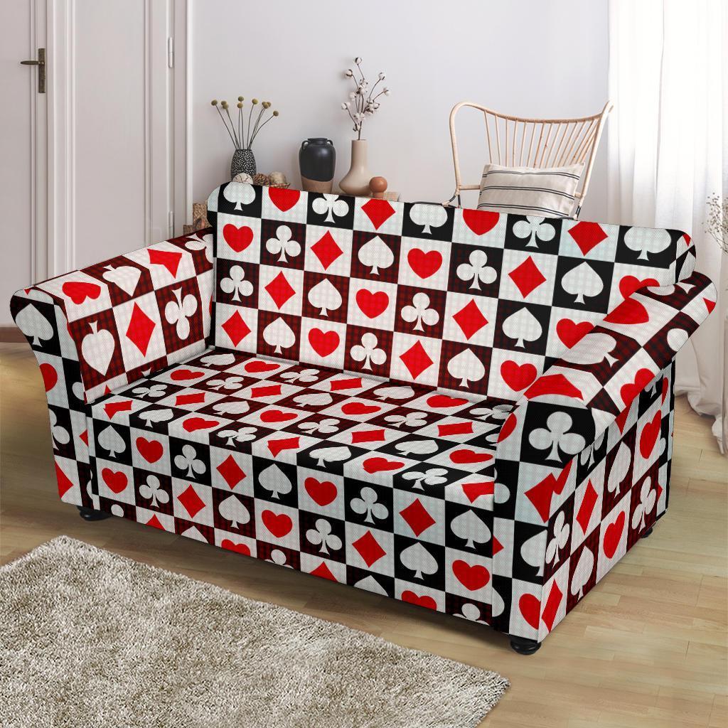 Casino Playing Card Poker Pattern Print Loveseat Cover-grizzshop