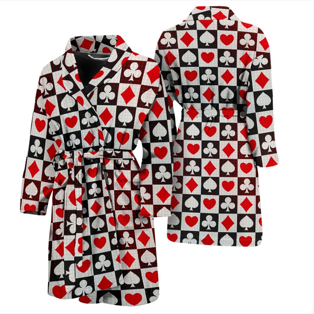 Casino Playing Card Poker Pattern Print Men Long Robe-grizzshop