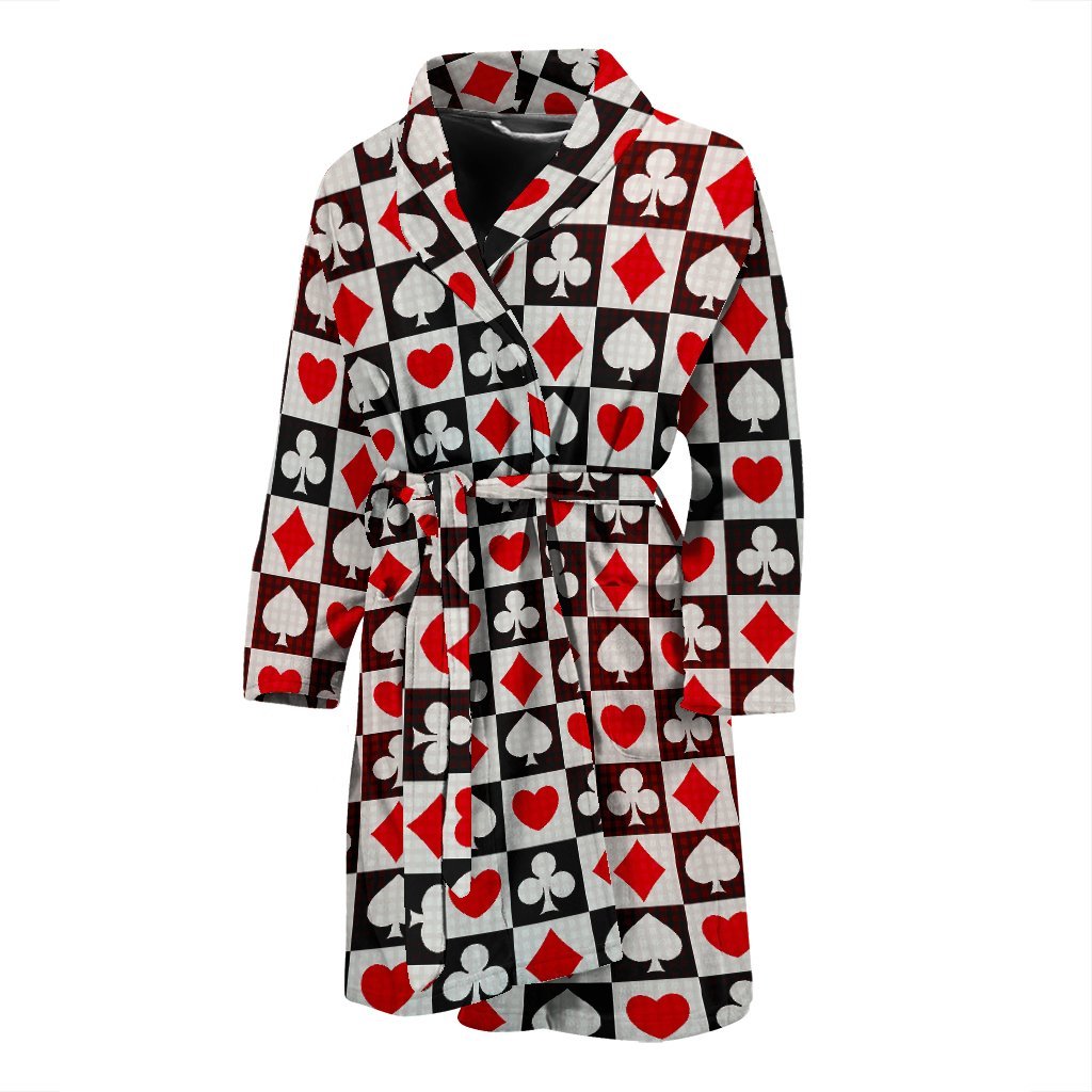 Casino Playing Card Poker Pattern Print Men Long Robe-grizzshop