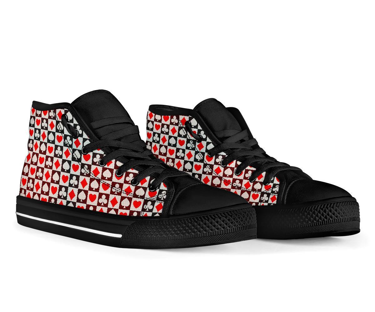 Casino Playing Card Poker Pattern Print Men Women's High Top Shoes-grizzshop