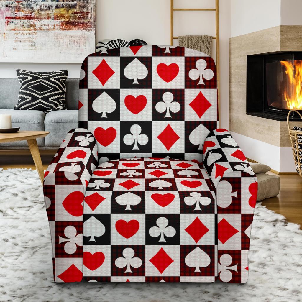 Casino Playing Card Poker Pattern Print Recliner Cover-grizzshop