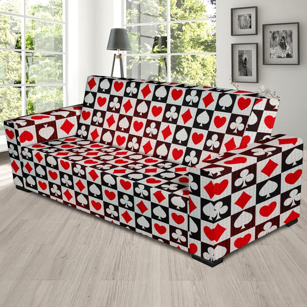 Casino Playing Card Poker Pattern Print Sofa Covers-grizzshop