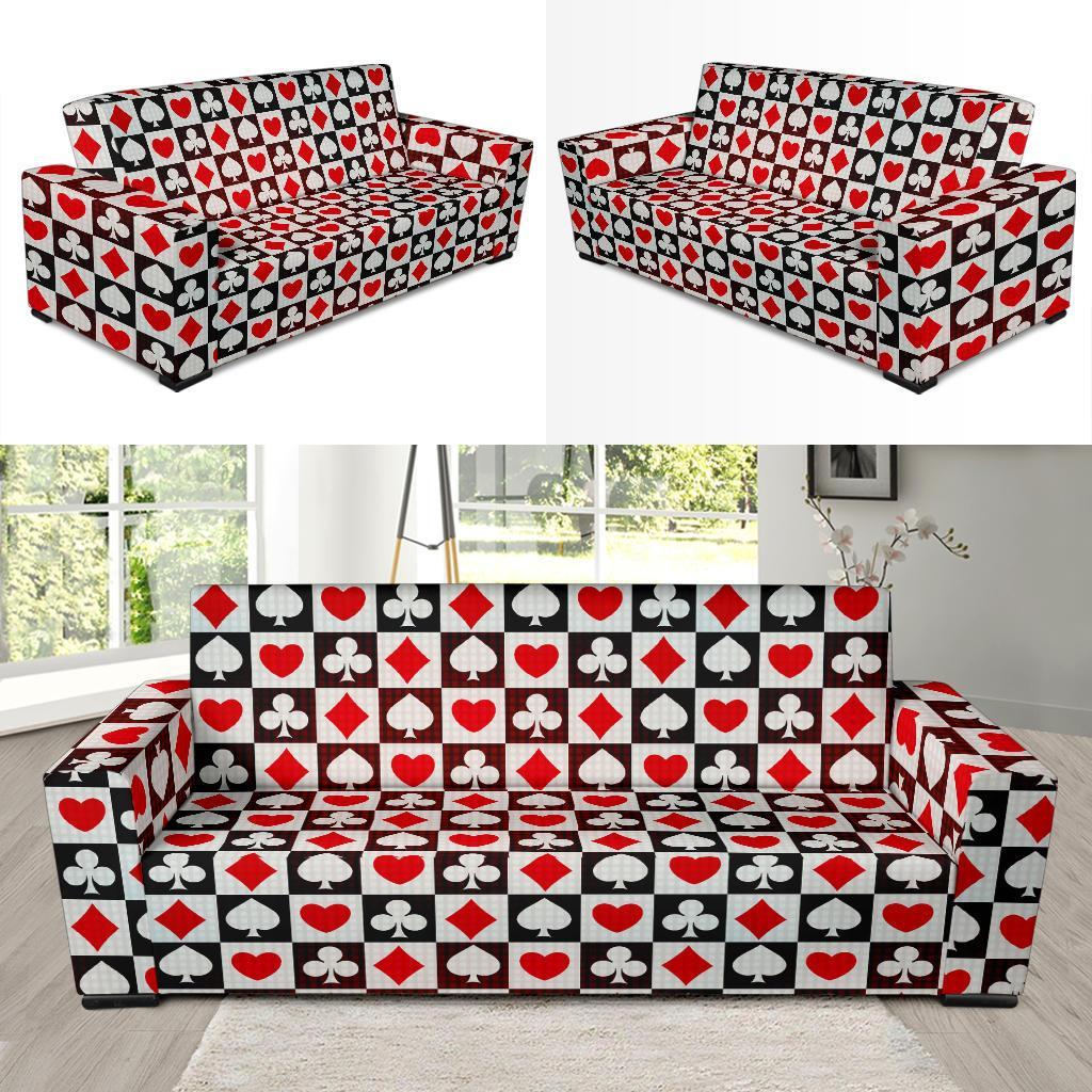 Casino Playing Card Poker Pattern Print Sofa Covers-grizzshop