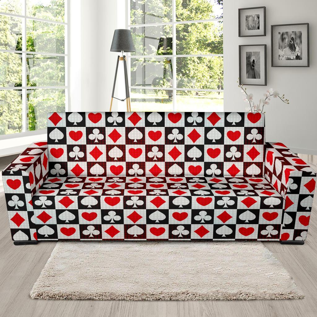 Casino Playing Card Poker Pattern Print Sofa Covers-grizzshop