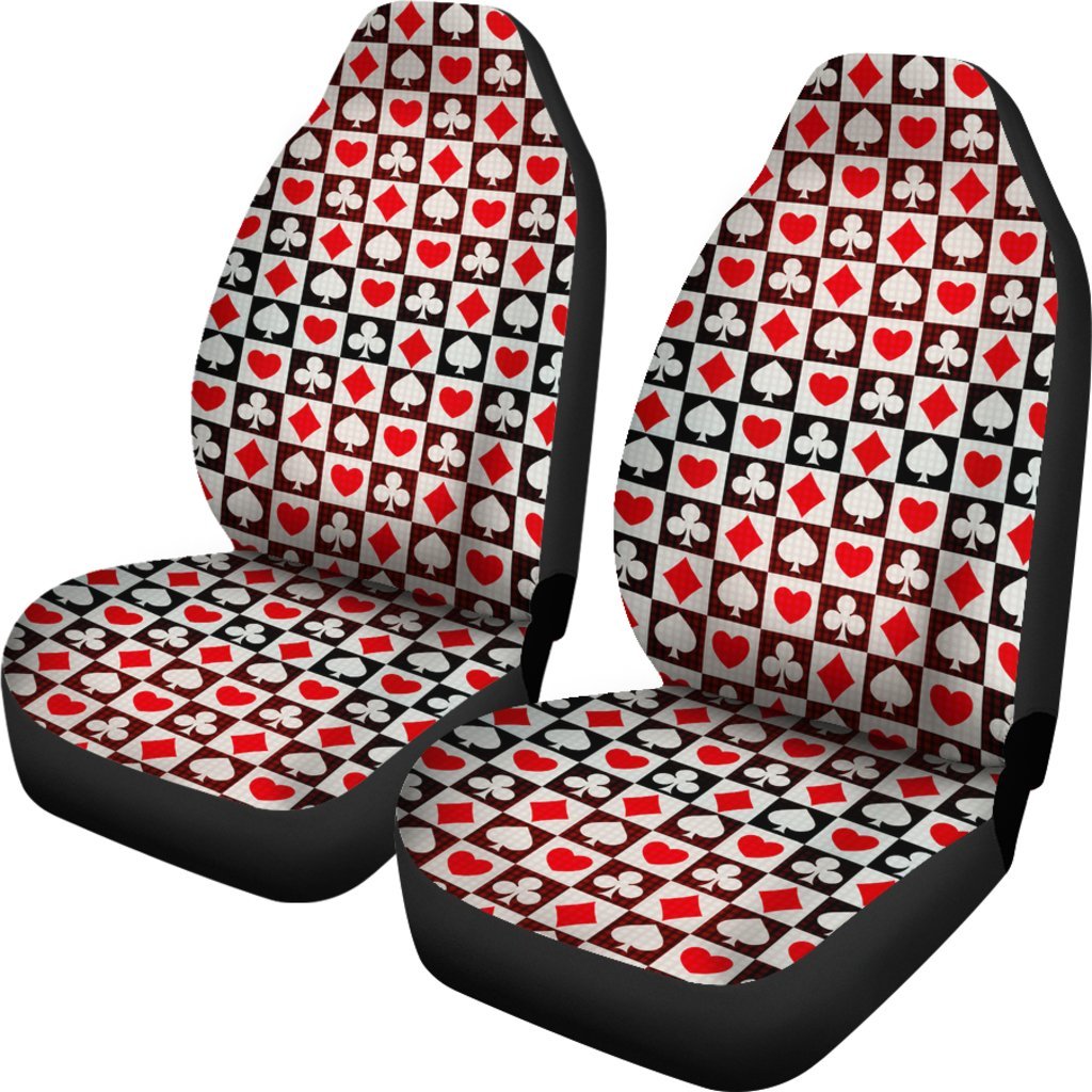 Casino Playing Card Poker Pattern Print Universal Fit Car Seat Cover-grizzshop