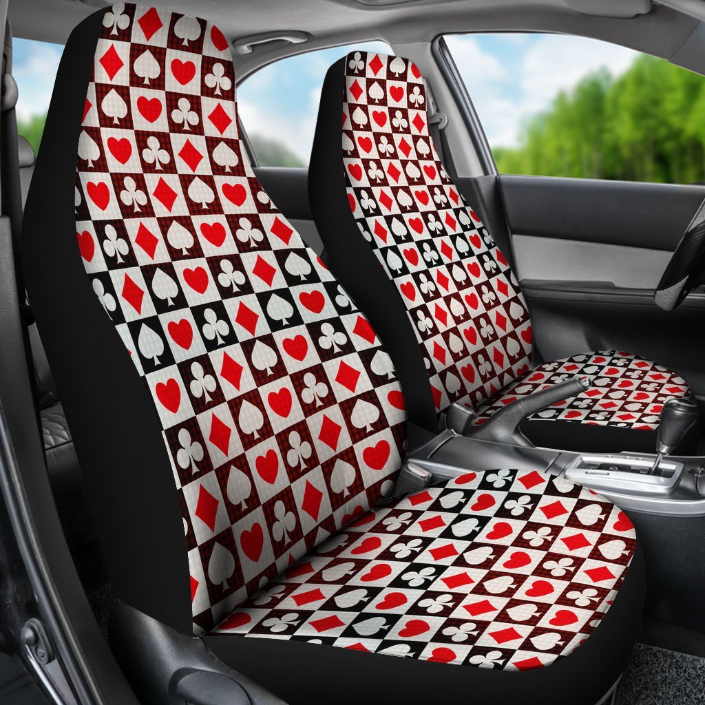 Casino Playing Card Poker Pattern Print Universal Fit Car Seat Cover-grizzshop