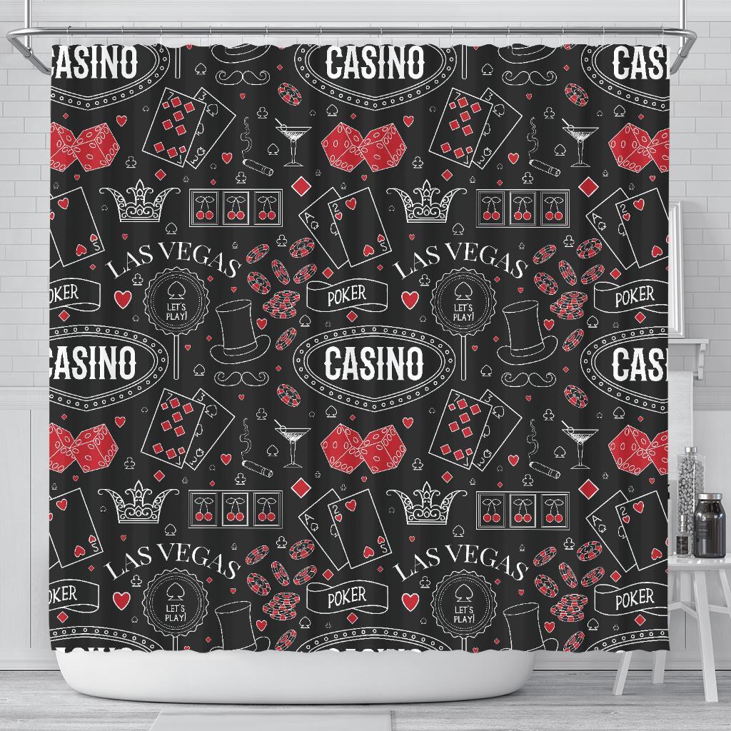 Casino Poker Pattern Print Bathroom Shower Curtain-grizzshop