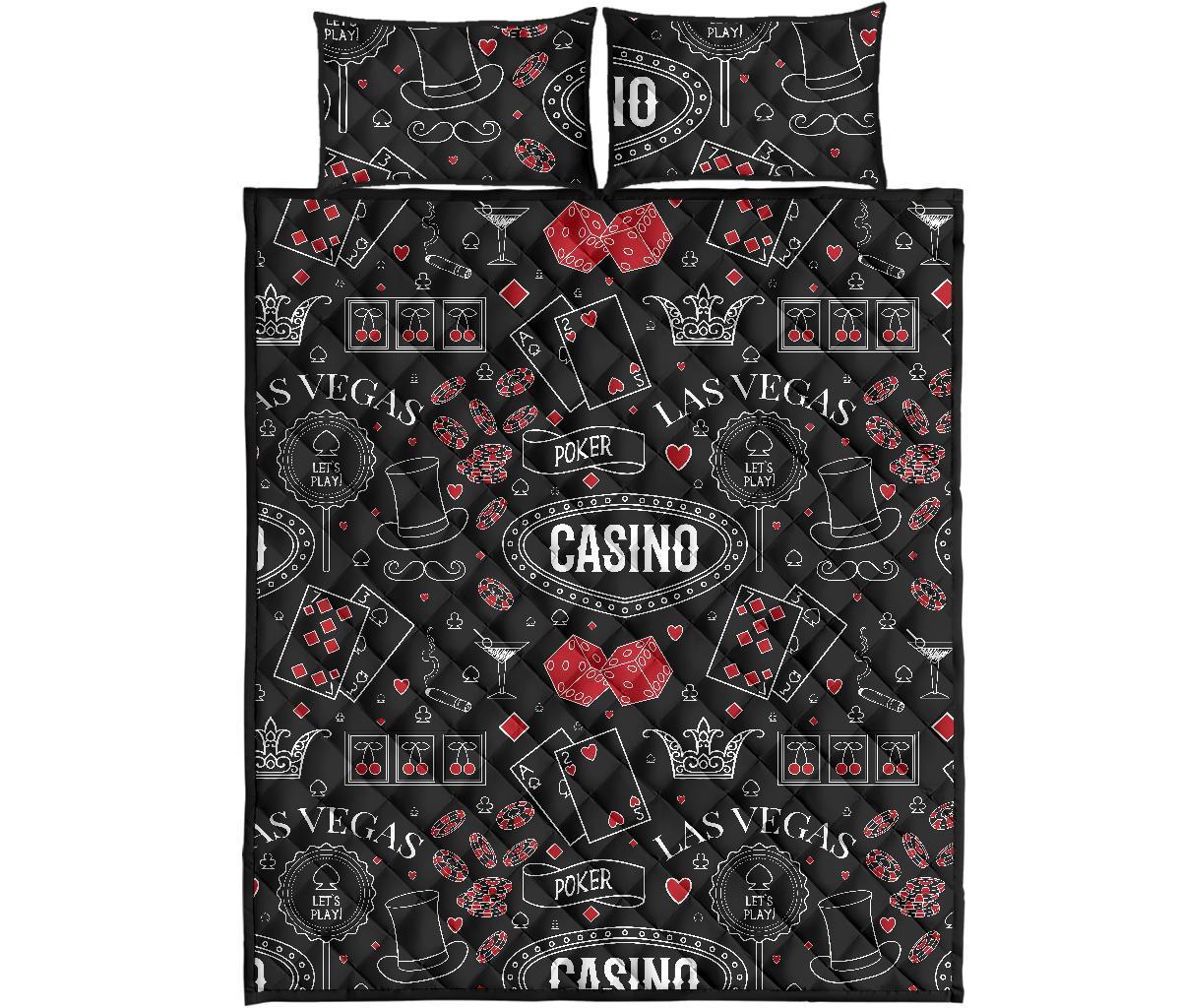 Casino Poker Pattern Print Bed Set Quilt-grizzshop