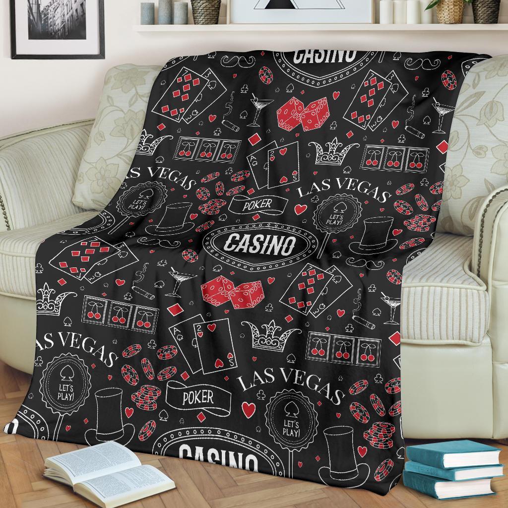 Casino Poker Pattern Print Blanket-grizzshop