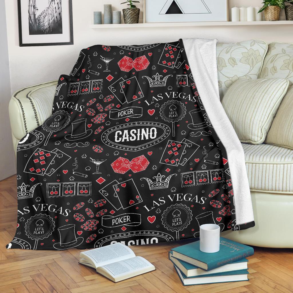 Casino Poker Pattern Print Blanket-grizzshop