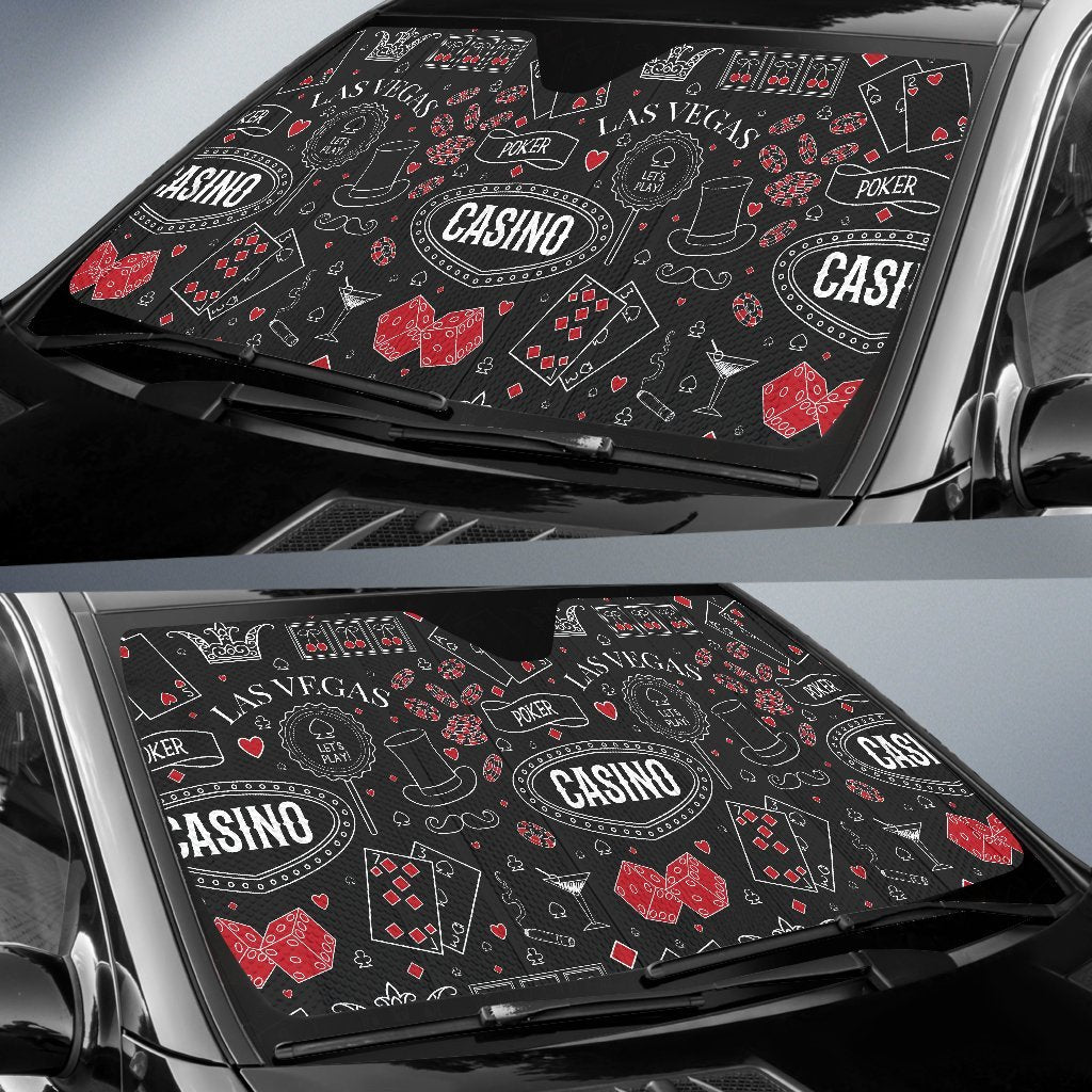 Casino Poker Pattern Print Car Sun Shade-grizzshop