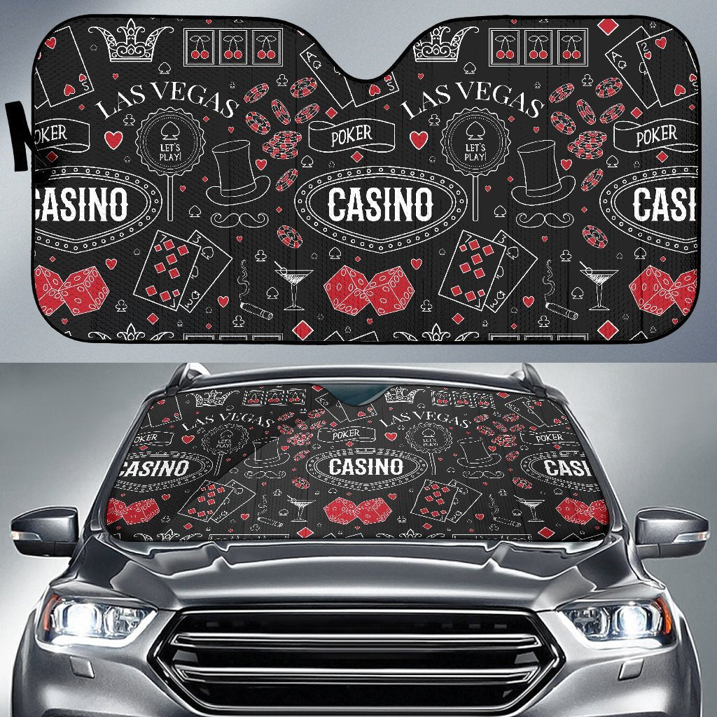 Casino Poker Pattern Print Car Sun Shade-grizzshop