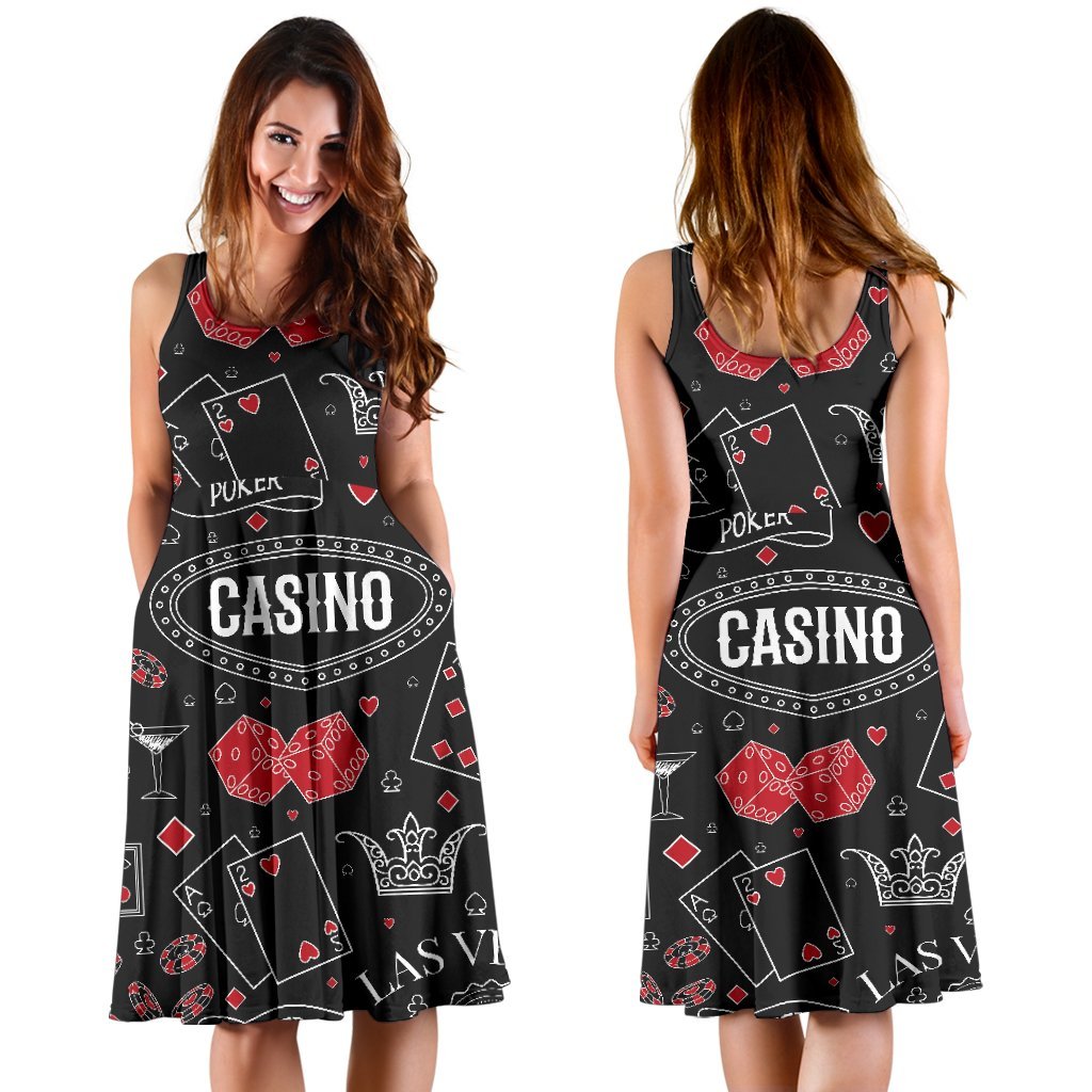 Casino Poker Pattern Print Dress-grizzshop