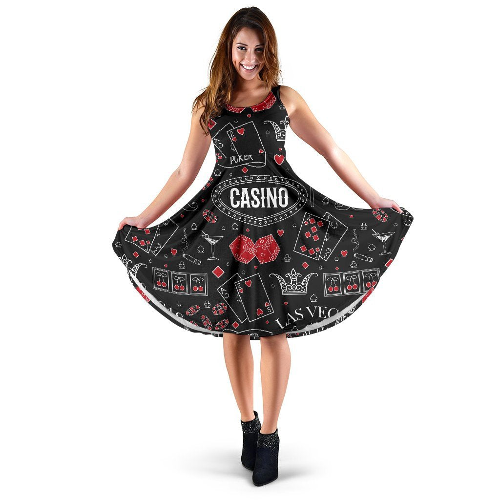 Casino Poker Pattern Print Dress-grizzshop