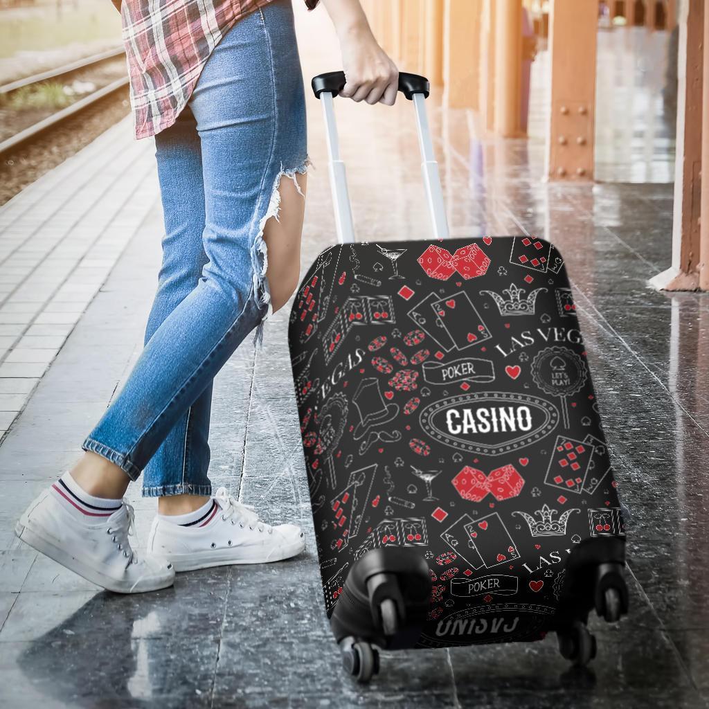 Casino Poker Pattern Print Luggage Cover Protector-grizzshop