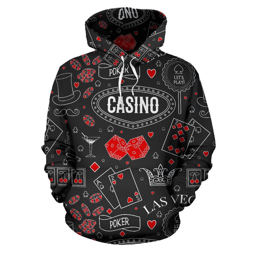 Casino Poker Pattern Print Men Women Pullover Hoodie-grizzshop