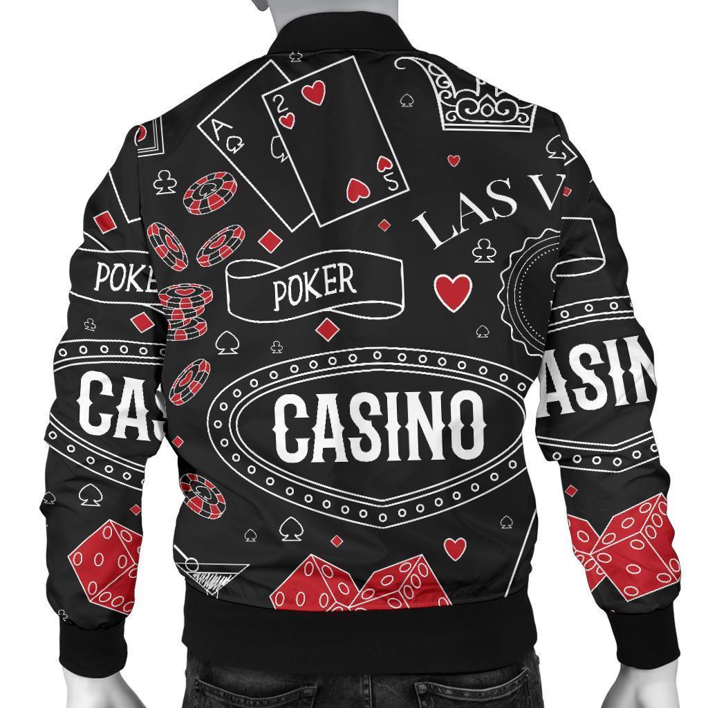 Casino Poker Pattern Print Men's Bomber Jacket-grizzshop