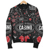 Casino Poker Pattern Print Men's Bomber Jacket-grizzshop