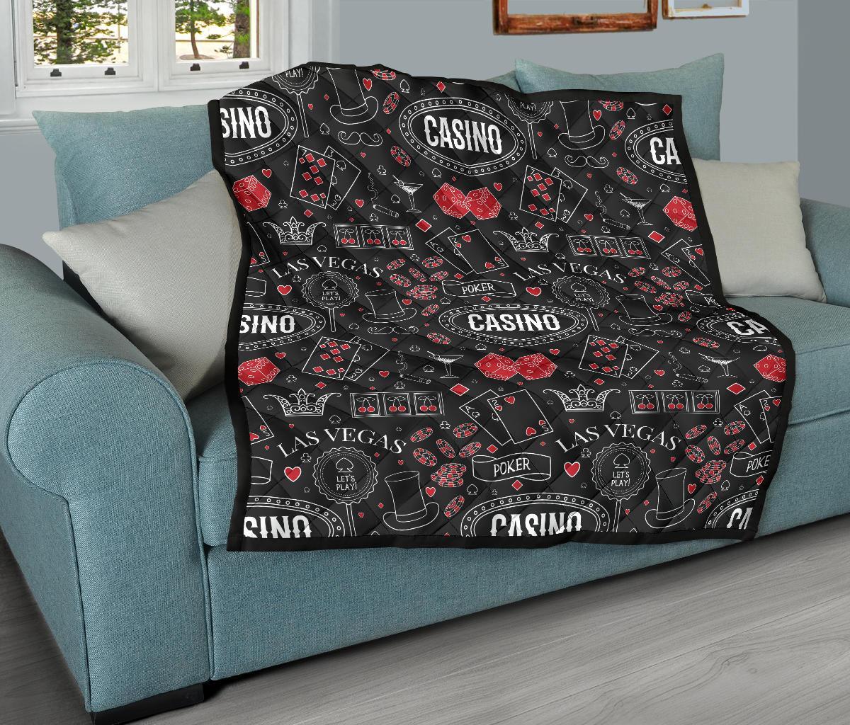 Casino Poker Pattern Print Quilt-grizzshop