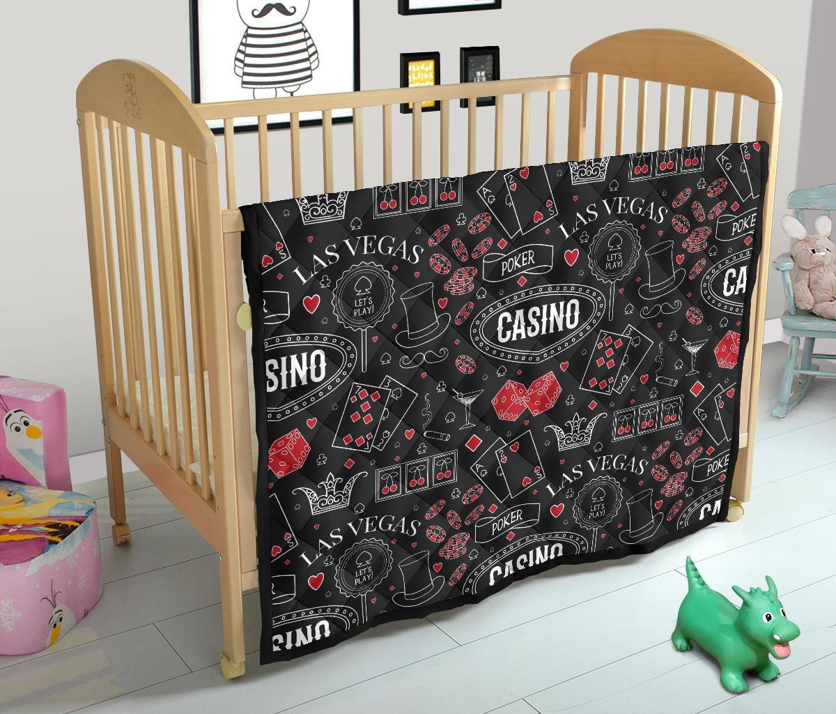 Casino Poker Pattern Print Quilt-grizzshop