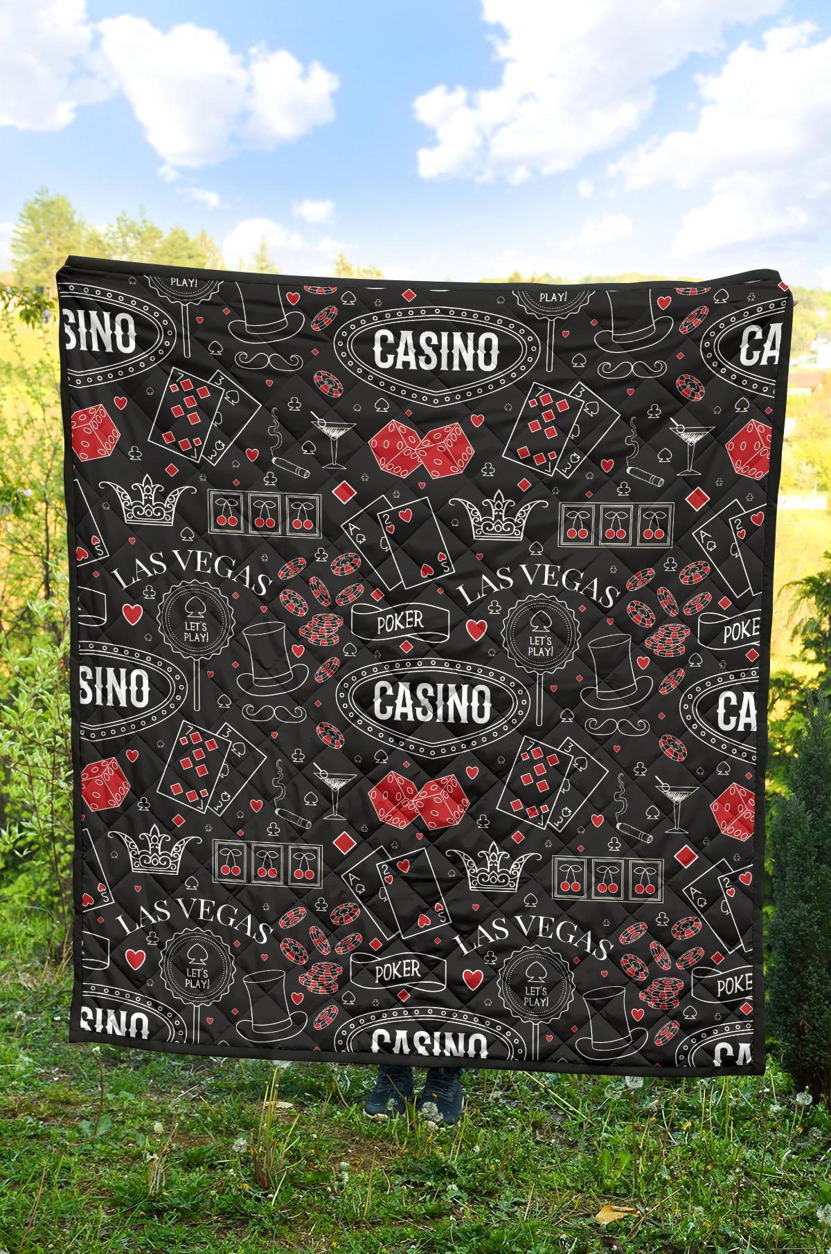 Casino Poker Pattern Print Quilt-grizzshop