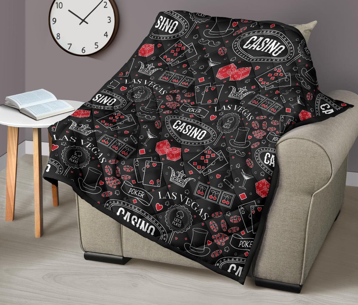 Casino Poker Pattern Print Quilt-grizzshop