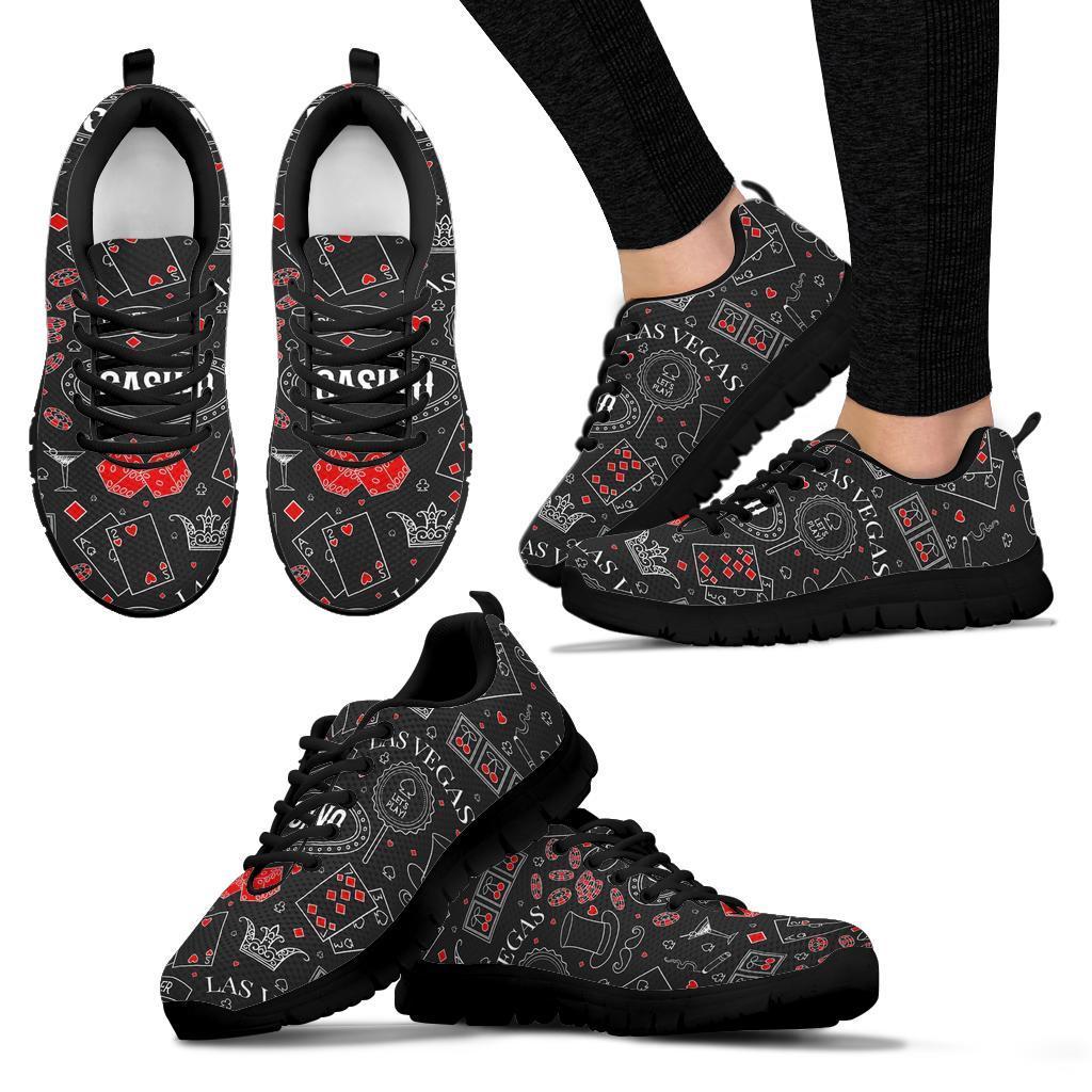 Casino Poker Pattern Print Sneaker Shoes For Men Women-grizzshop