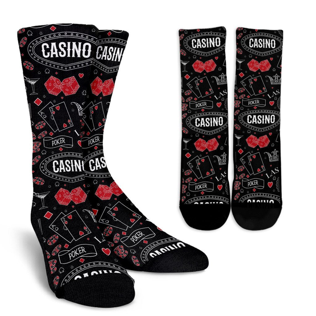 Casino Poker Pattern Print Unisex Crew Socks-grizzshop