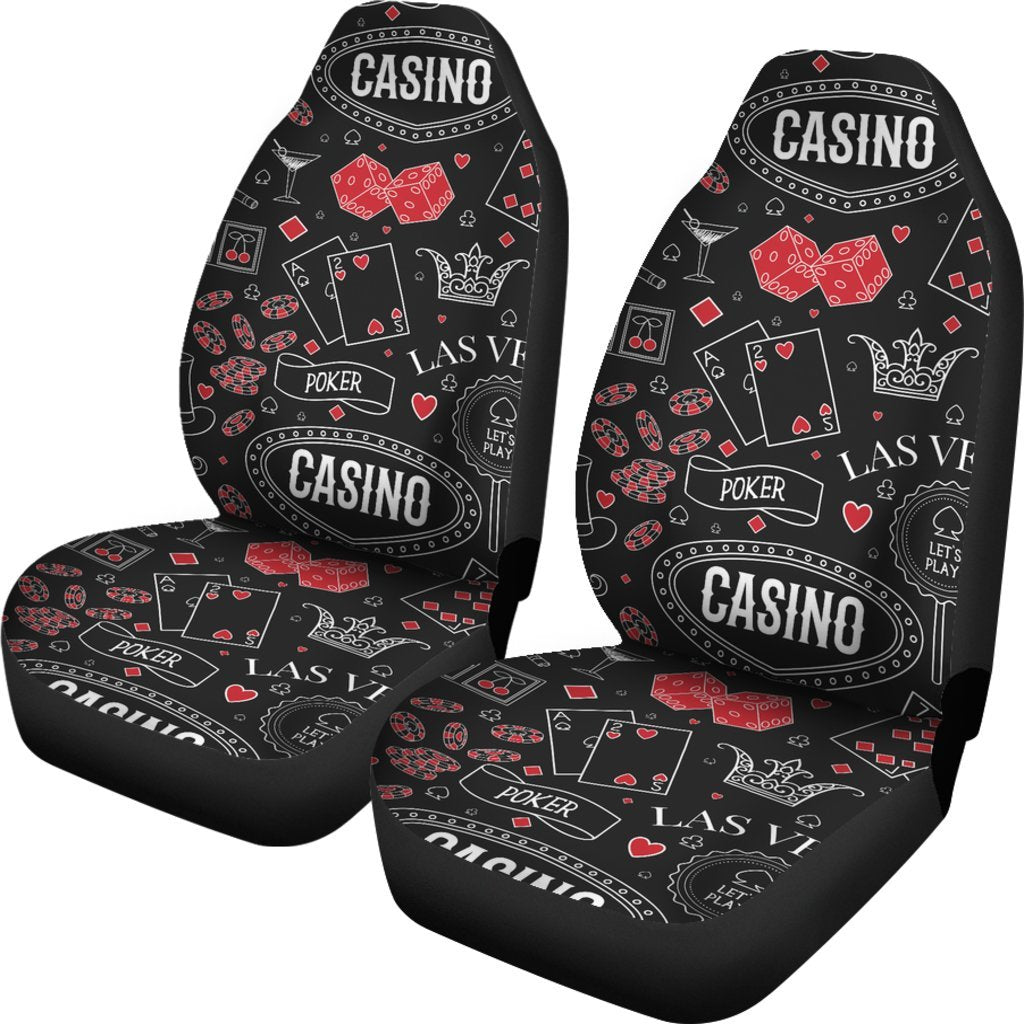 Casino Poker Pattern Print Universal Fit Car Seat Covers-grizzshop