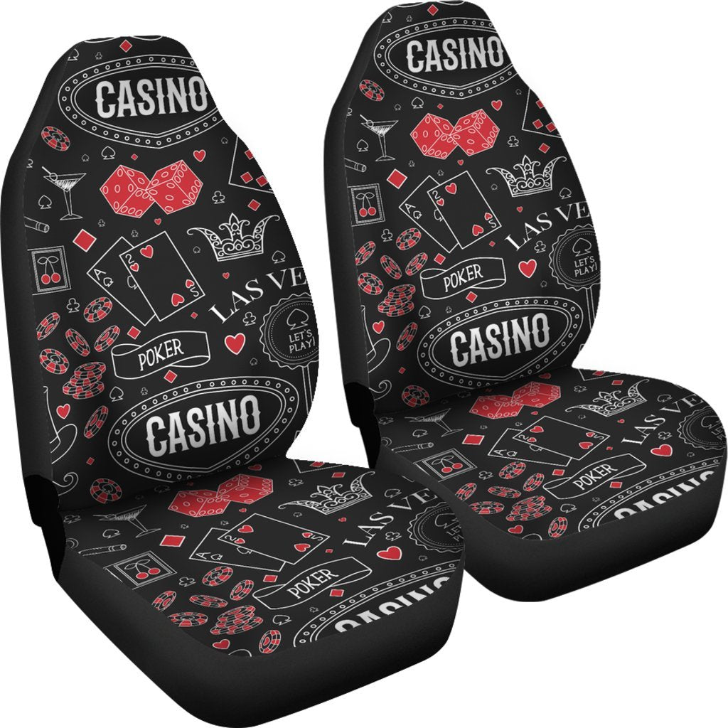 Casino Poker Pattern Print Universal Fit Car Seat Covers-grizzshop