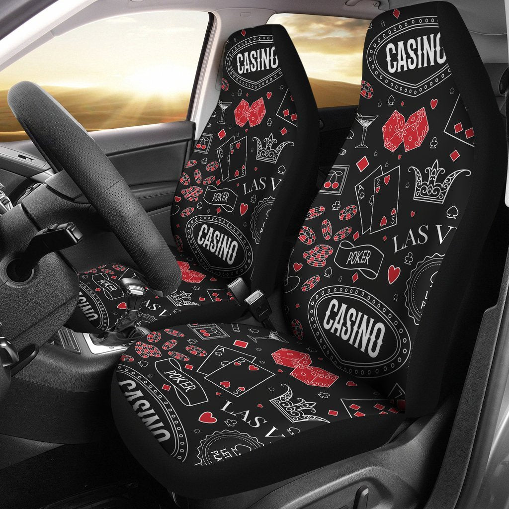 Casino Poker Pattern Print Universal Fit Car Seat Covers-grizzshop