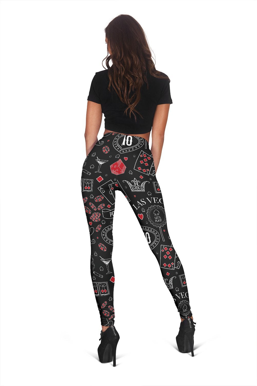 Casino Poker Pattern Print Women Leggings-grizzshop