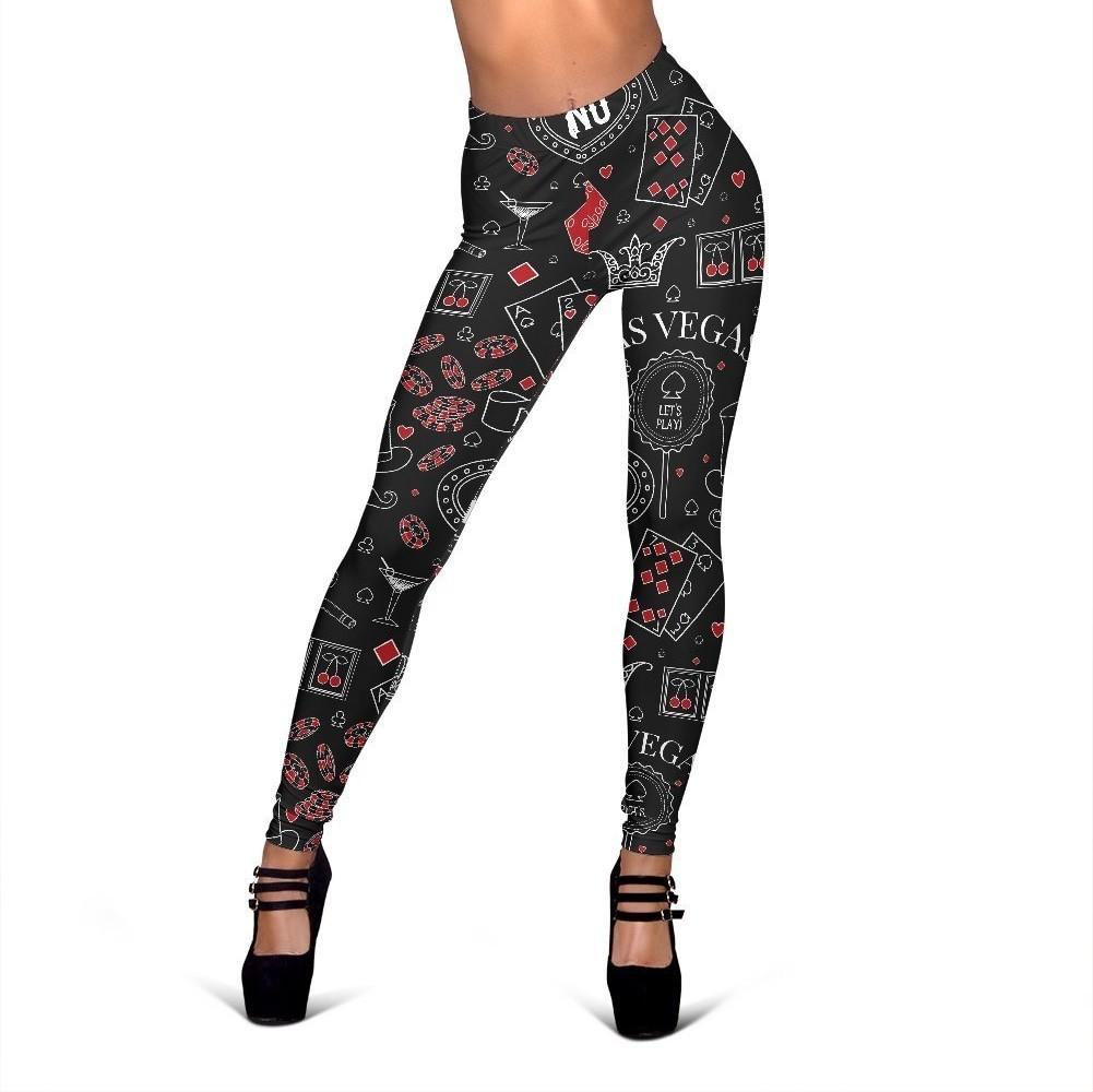Casino Poker Pattern Print Women Leggings-grizzshop