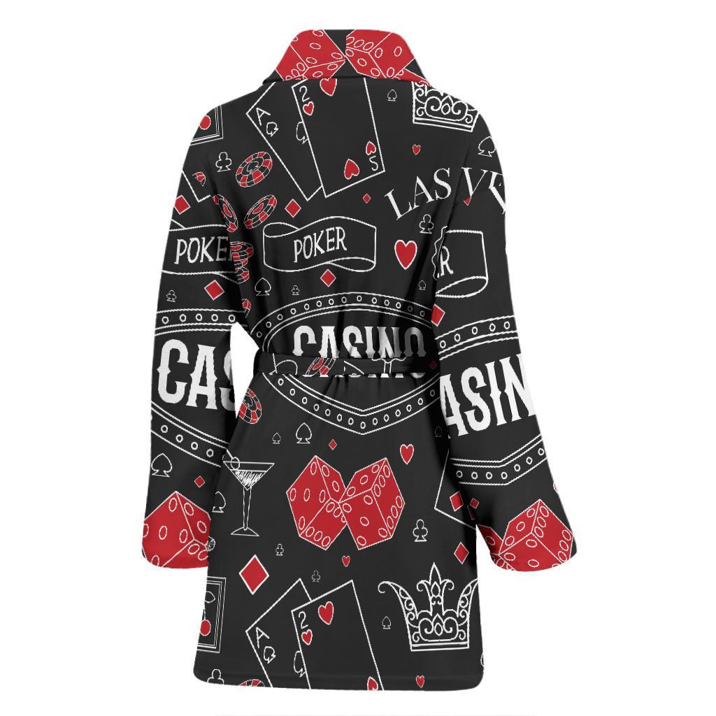 Casino Poker Pattern Print Women Long Robe-grizzshop