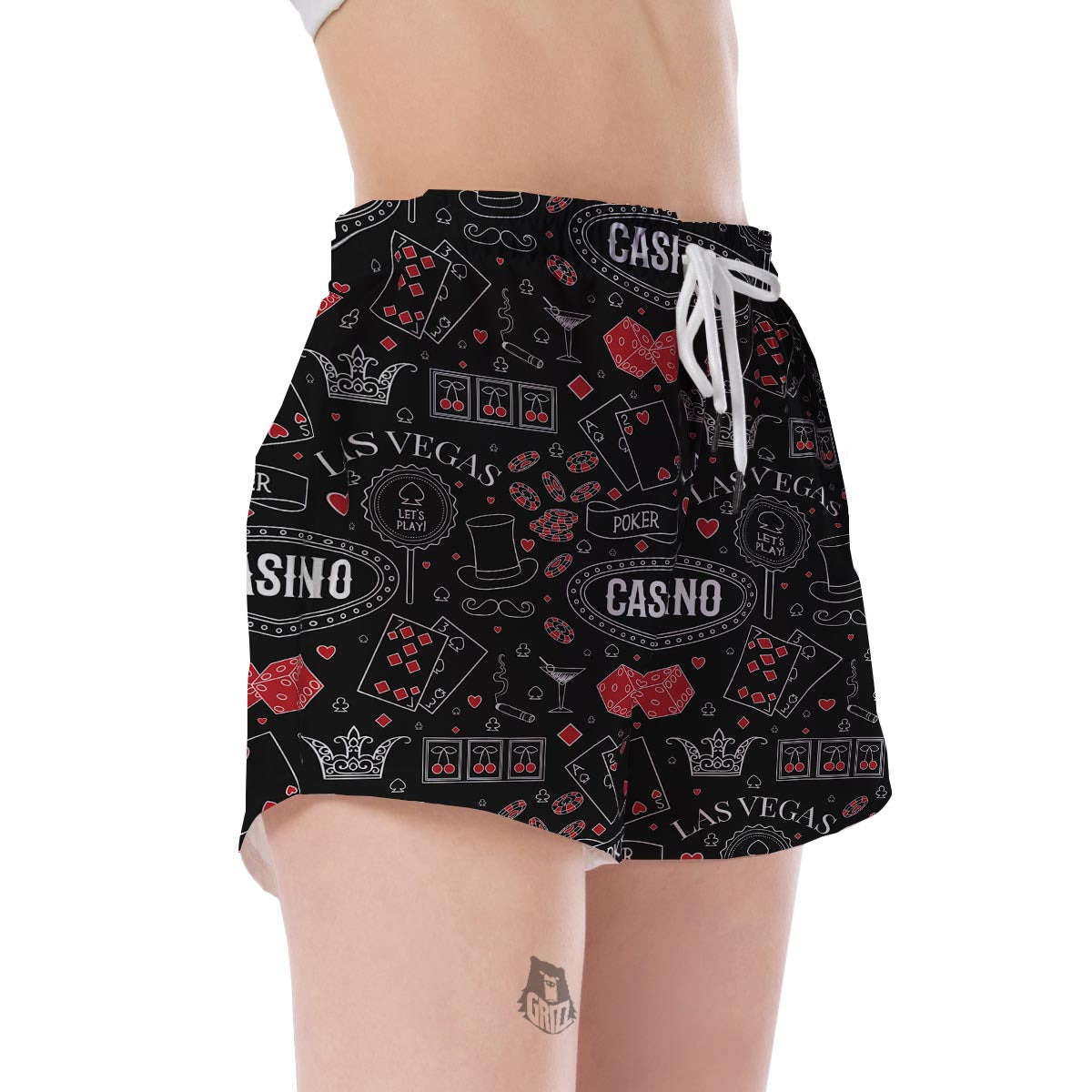 Casino Poker Pattern Print Women's Shorts-grizzshop