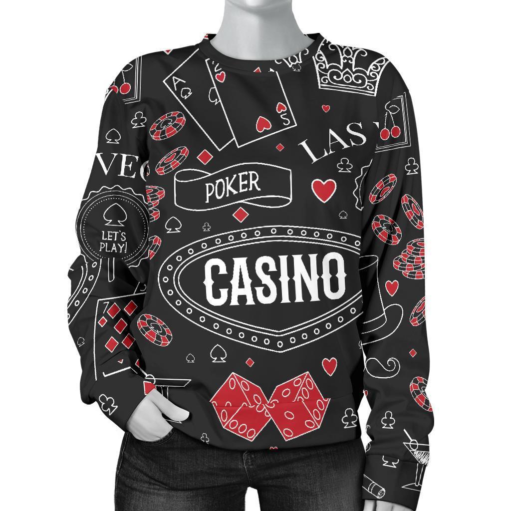 Casino Poker Pattern Print Women's Sweatshirt-grizzshop