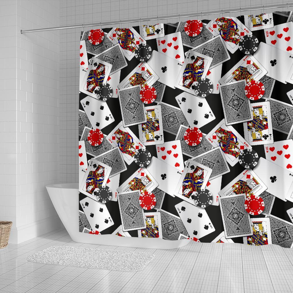 Casino Poker Print Pattern Bathroom Shower Curtain-grizzshop