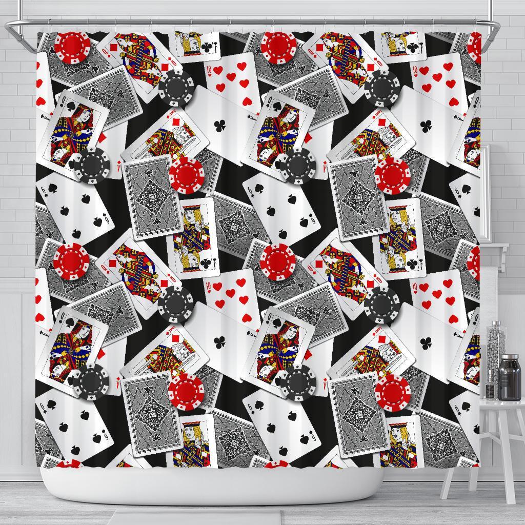 Casino Poker Print Pattern Bathroom Shower Curtain-grizzshop