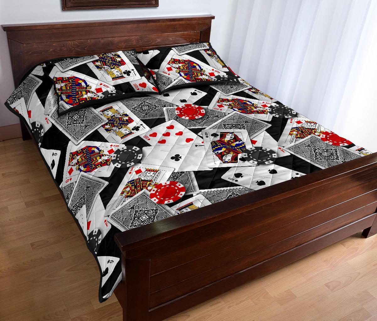 Casino Poker Print Pattern Bed Set Quilt-grizzshop