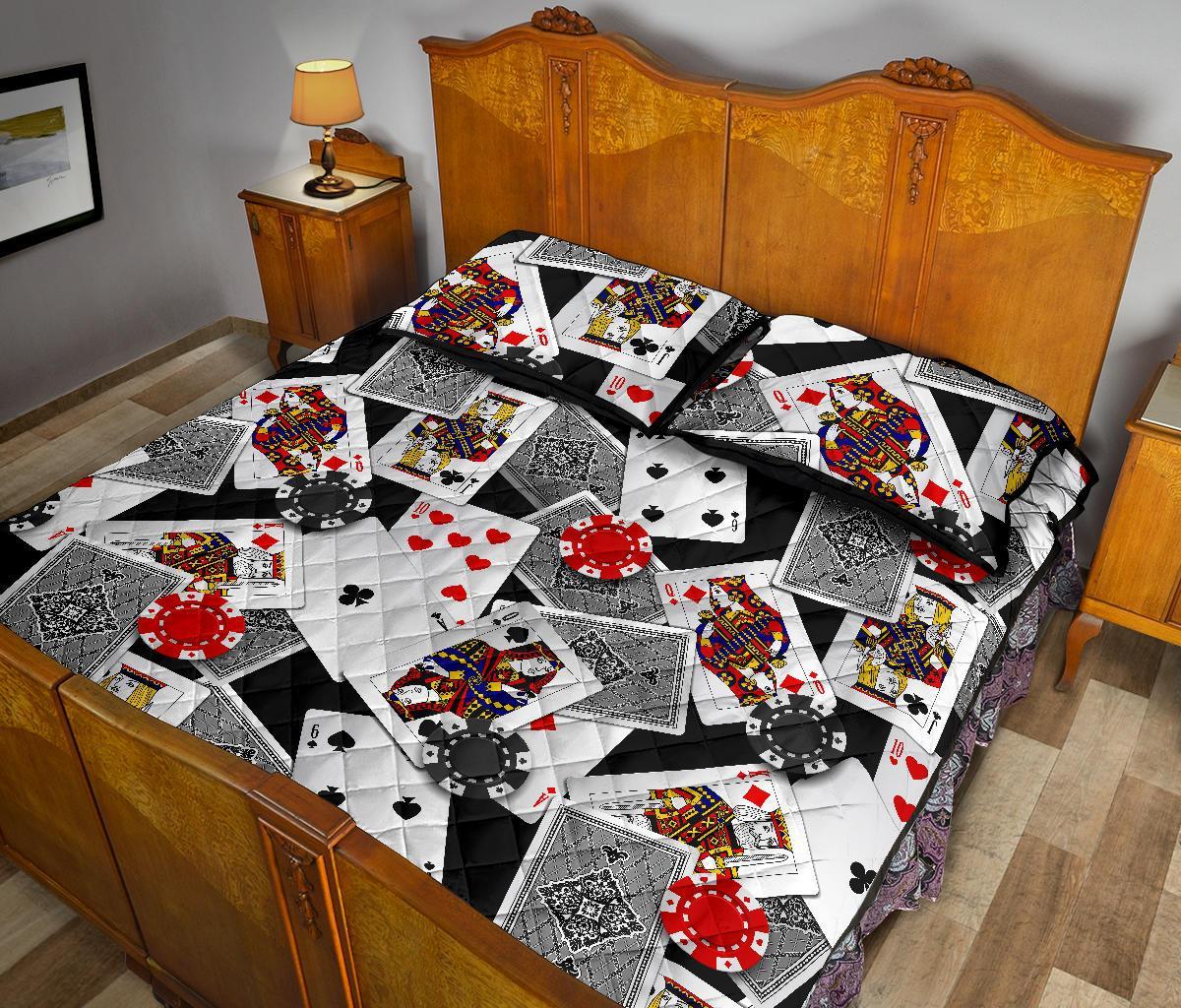 Casino Poker Print Pattern Bed Set Quilt-grizzshop