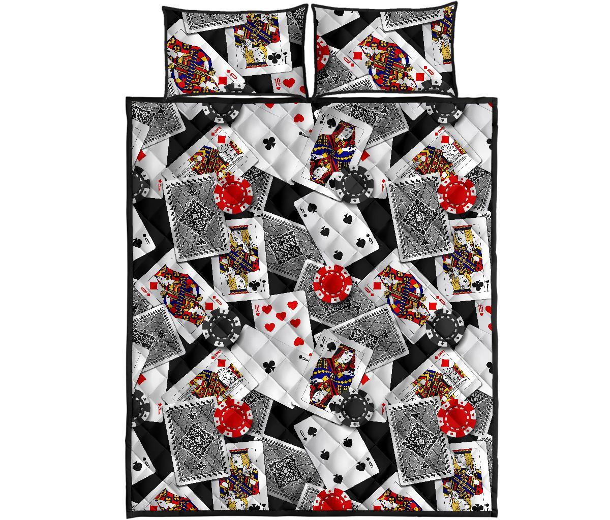 Casino Poker Print Pattern Bed Set Quilt-grizzshop