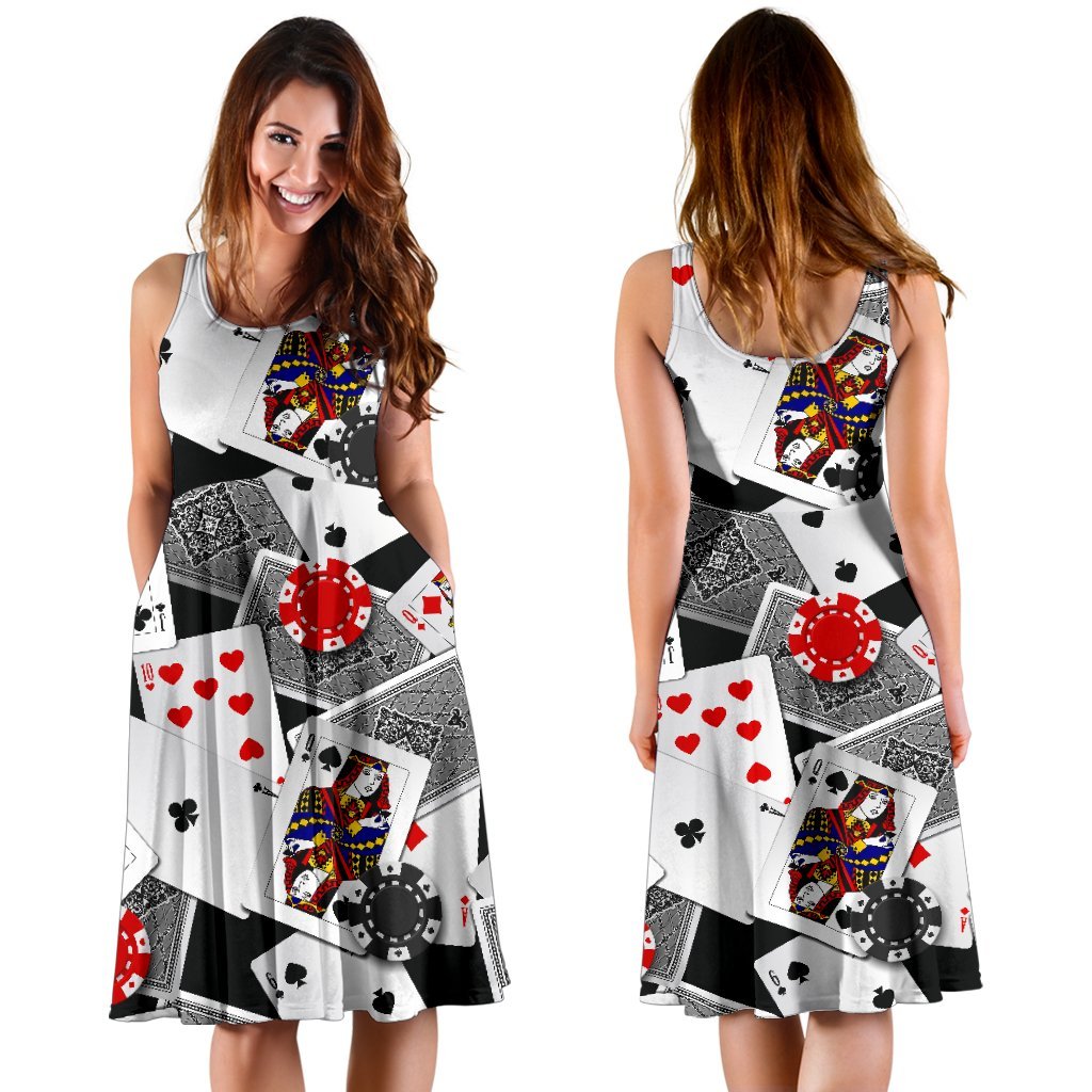 Casino Poker Print Pattern Dress-grizzshop