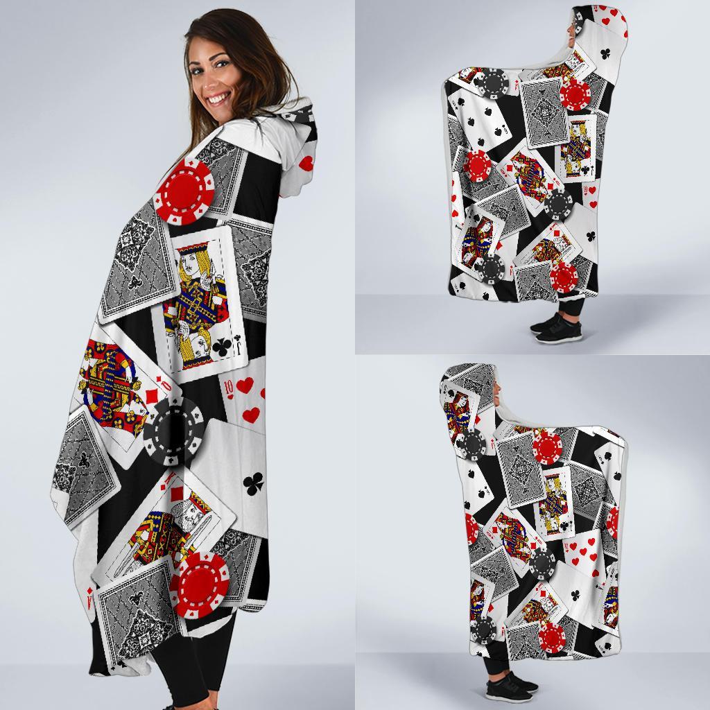 Casino Poker Print Pattern Hooded Blanket-grizzshop